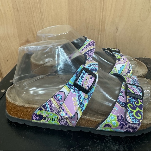 Birkenstock Papillio Sydney Sandals Size 6 Blue Purple Paisley Floral Shoes - Picture 12 of 16